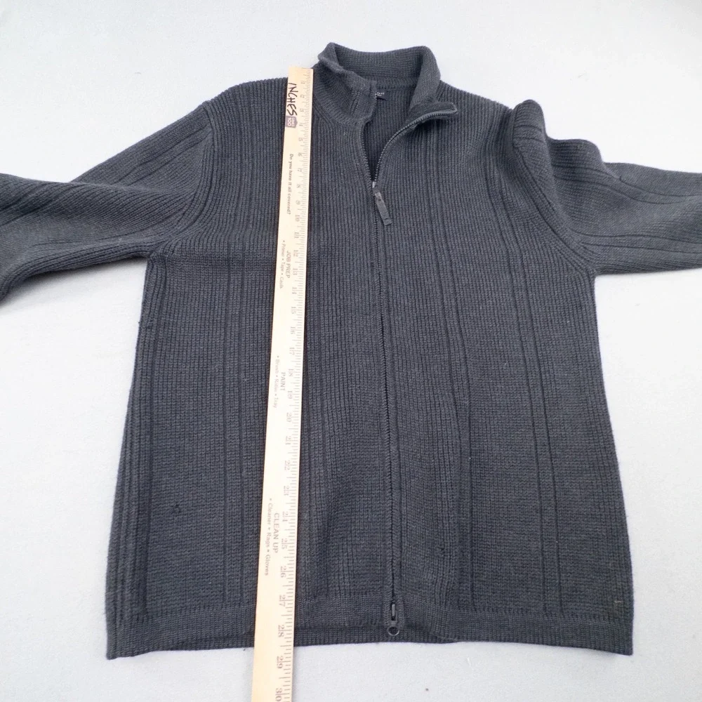 Banana Republic Mens Fine Italian Merino Wool Full Zip Sweater Large Gray Ribbed